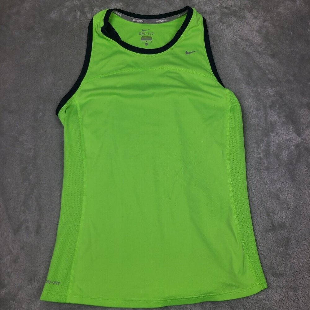 Nike Dri Fit Womem's‎ Solid Neon Green Razorback Tank Top Size Large